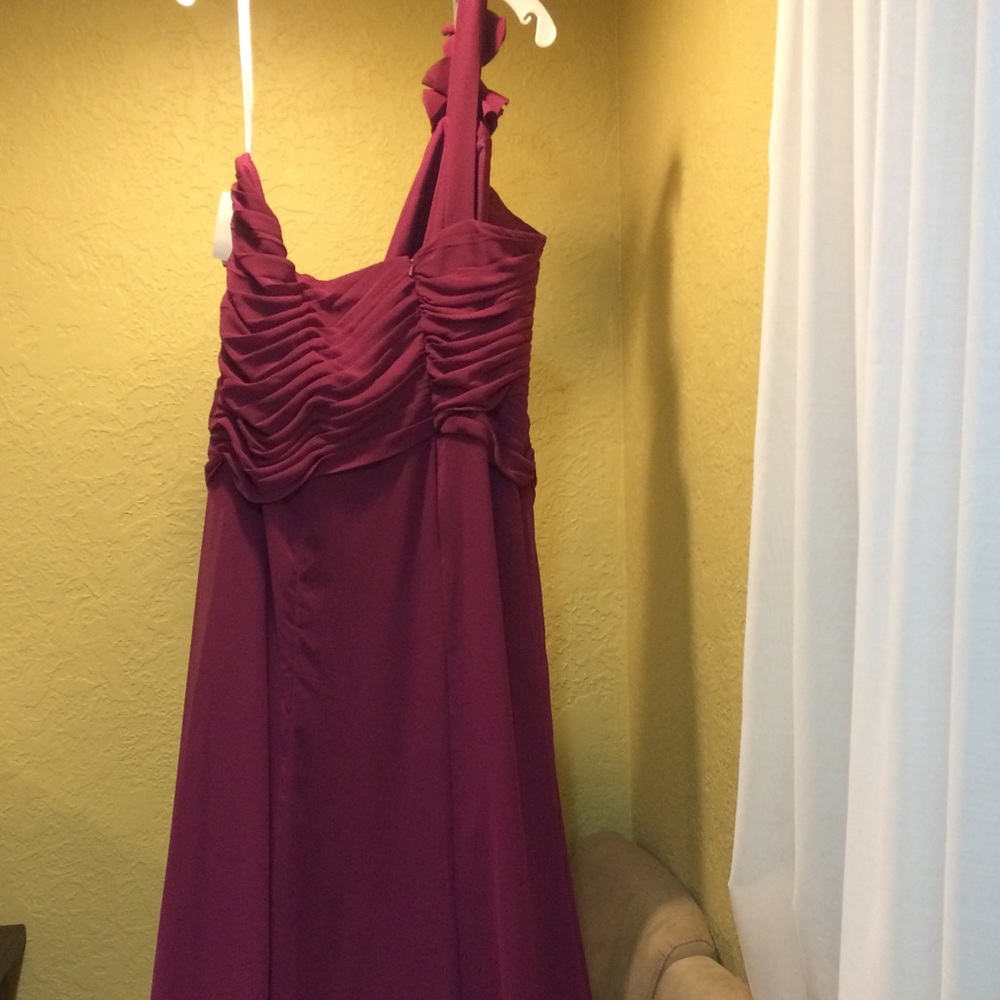 David’s Bridal One-Shoulder Gown w/Flowers 26